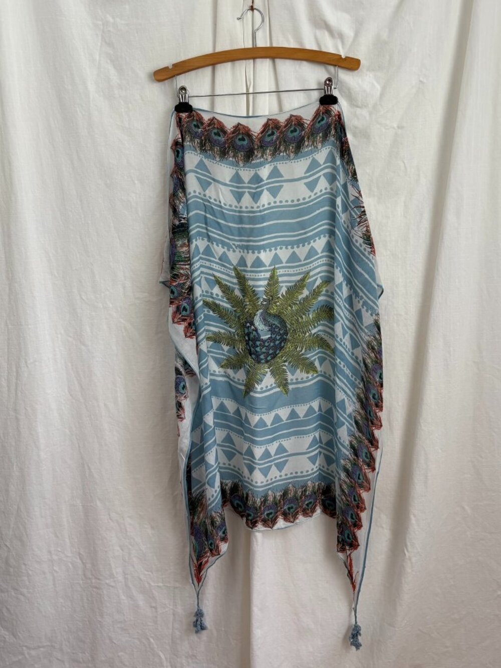 Peacock Scarf Pashmina Shawl Wrap Accessory Boho Hippie Festival Artsy Gypsy